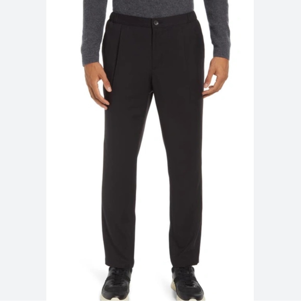 Open Edit Black Pleat Front Elastic Back Waist Pants Mens Size M